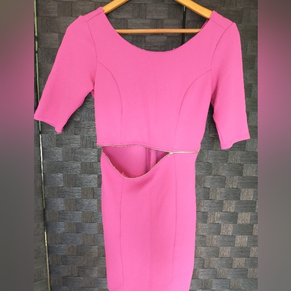 Women's Love culture fuschia midi dress with illusion 2pc zipper - Picture 7 of 9